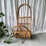 Vintage rattan log holder