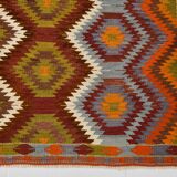 6x9 Orange Green Tribal Vintage Kilim Rug, 177x290Cm