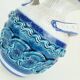 italian mid century VASE nuovo rinascimento relief decor white blue turquoise