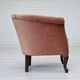 1960s, Danish lounge chair, salmon pink furniture velour, ash wood legs.