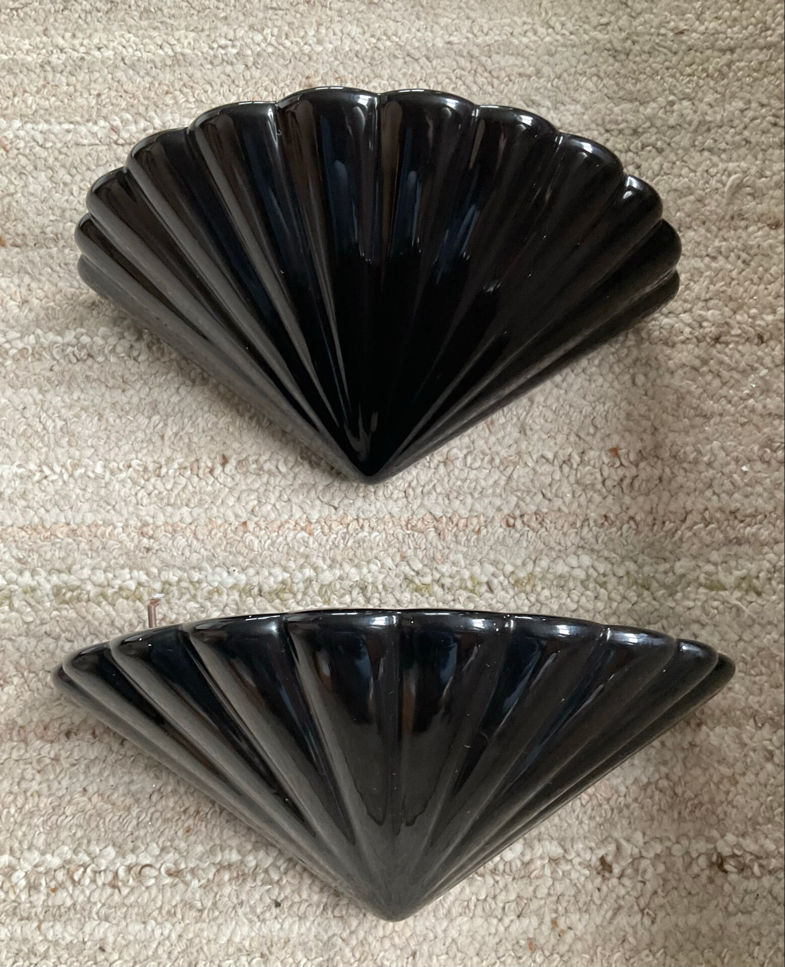 Pair of vintage shell wall lights in glazed porcelain