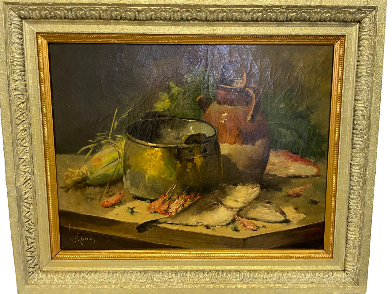 Painting Still Life with Shrimp Fish - Le Roux