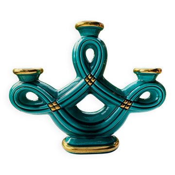 Bougeoir en céramique triple Art deco