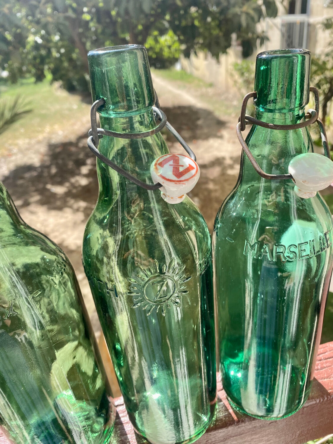 Lot of 3 old beer bottles from Marseille