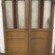 Double glass and patinated fir passage doors, 20th century