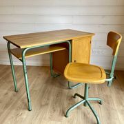 Vintage Stella 1950 school desk and swivel chair set