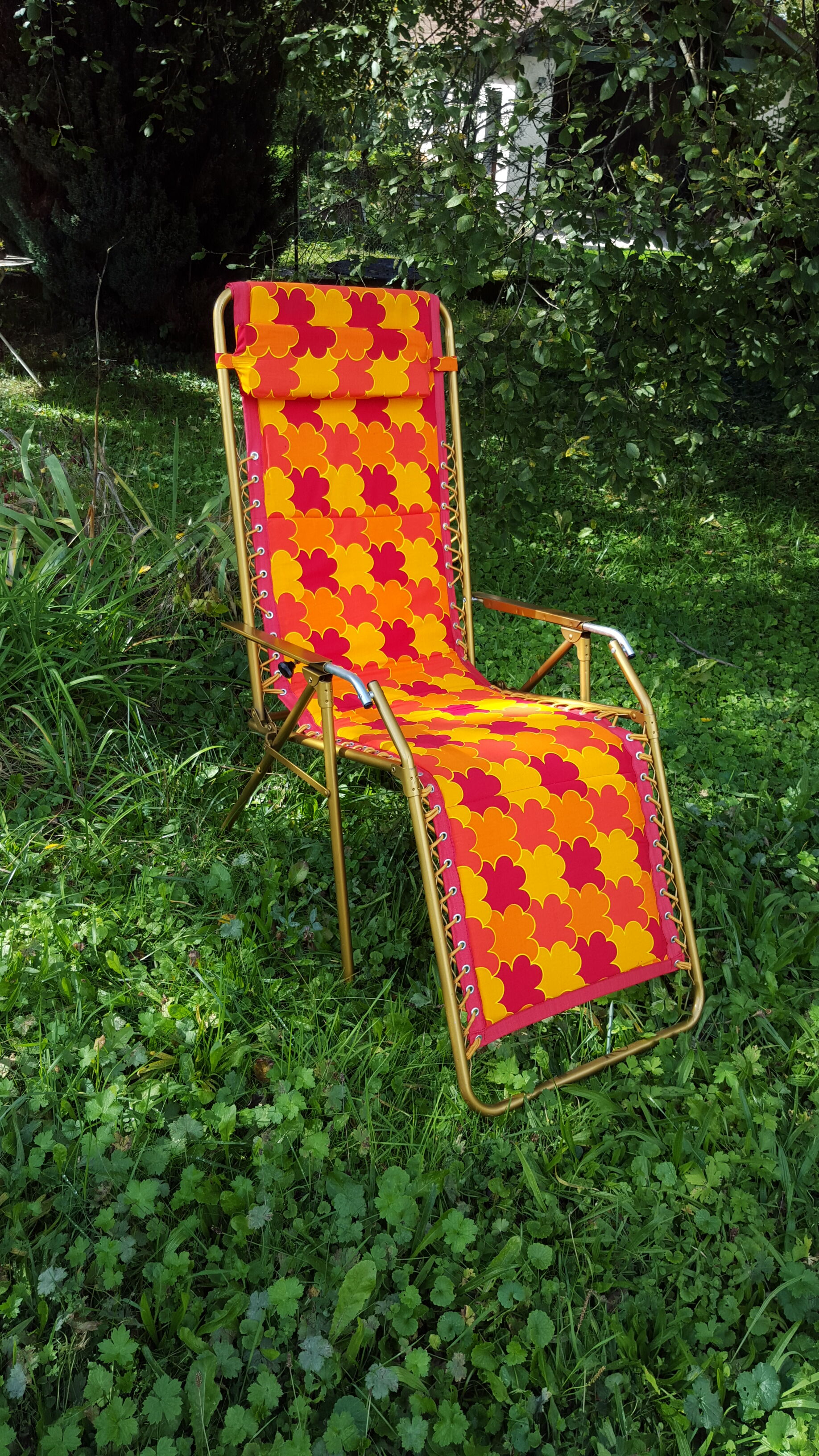 Vintage lafuma orange folding long chair  70