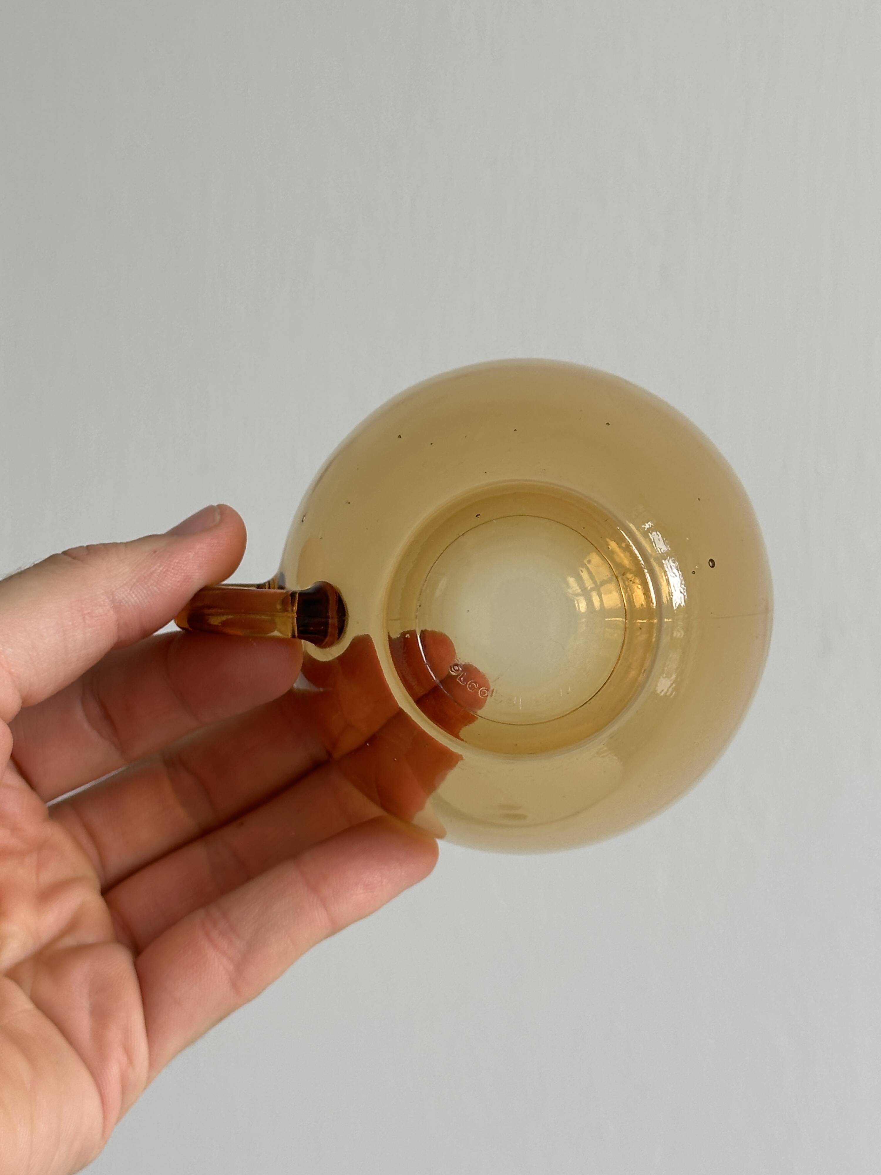 4 vintage amber glass cups