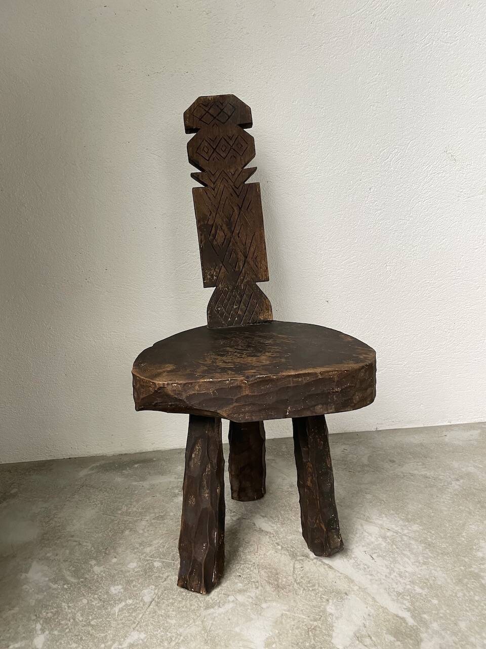 Brutalist stool with African influence