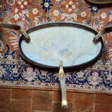 Marble nesting table with brass legs