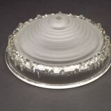 Signed EZAN France Frosted & Clear Glass Icicle Shades - Art Deco Lighting