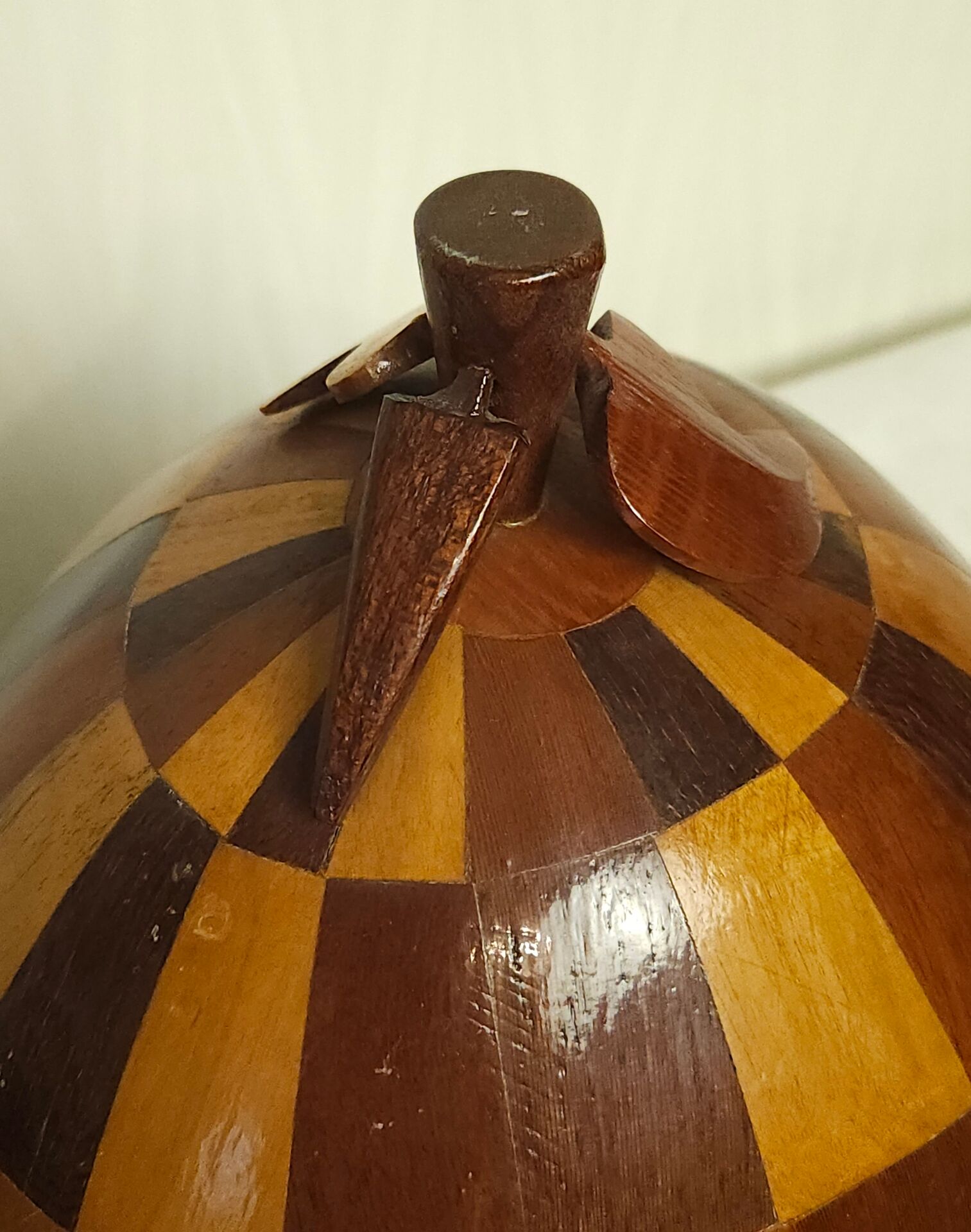 Seau à glaçons noix de coco marqueterie vintage
