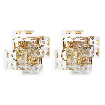 Pair of crystal wall lights by Kinkeldey, Germany, 1970s.