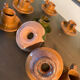 11 candle holders in glazed ceramic Provence