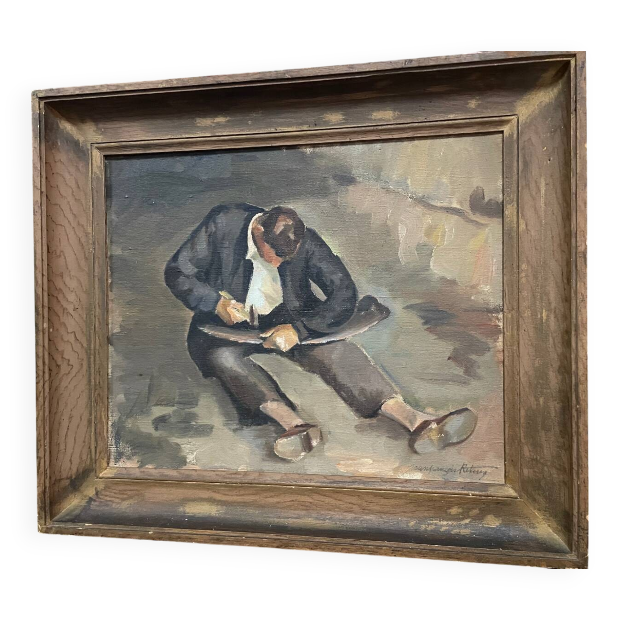 Canvas painting signed Le retourneur