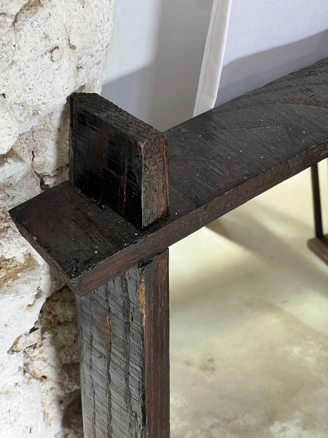 Miroir brutaliste rectangulaire bois foncé