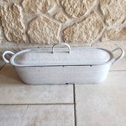 Saumonière émaillée luc & cie complète avec couvercle et égouttoir.