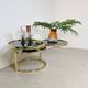 Vintage Hollywood Regency Swivel Cascade Coffee Table with Black Glass