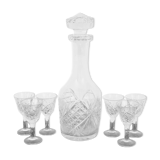 Crystal decanter with glasses, Poland, 1960s