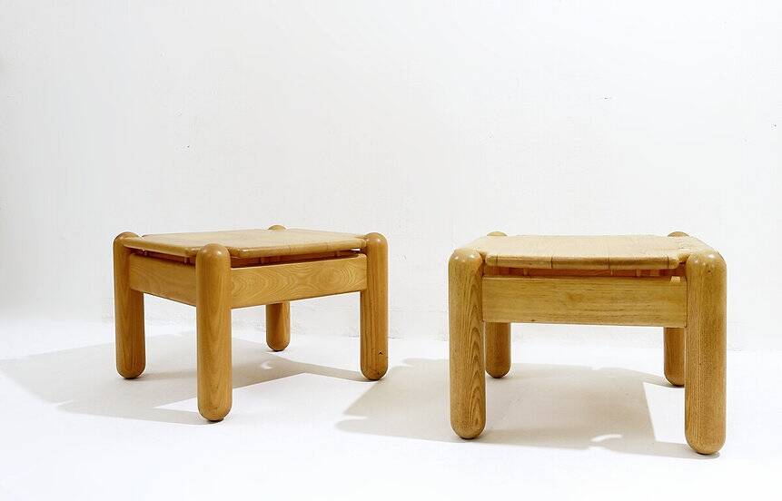 Pair of Mid Century square Pine Coffee Tables in the style of Ilmari Tapiovaara