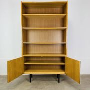 Etagère bibliothèque moderniste des années 50, chêne clair, vintage