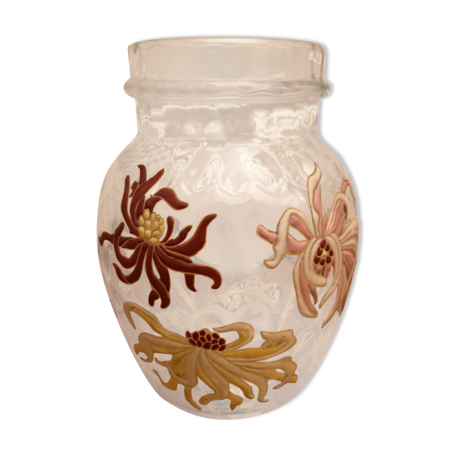 Art Nouveau Legras vase enamelled chrysanthemums