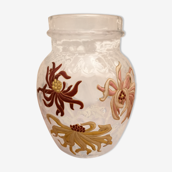Art Nouveau Legras vase enamelled chrysanthemums