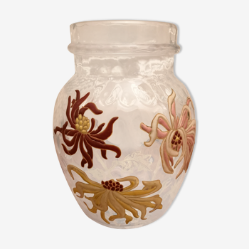 Vase Art Nouveau Legras émaillé chrysanthèmes