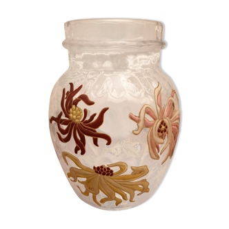Art Nouveau Legras vase enamelled chrysanthemums