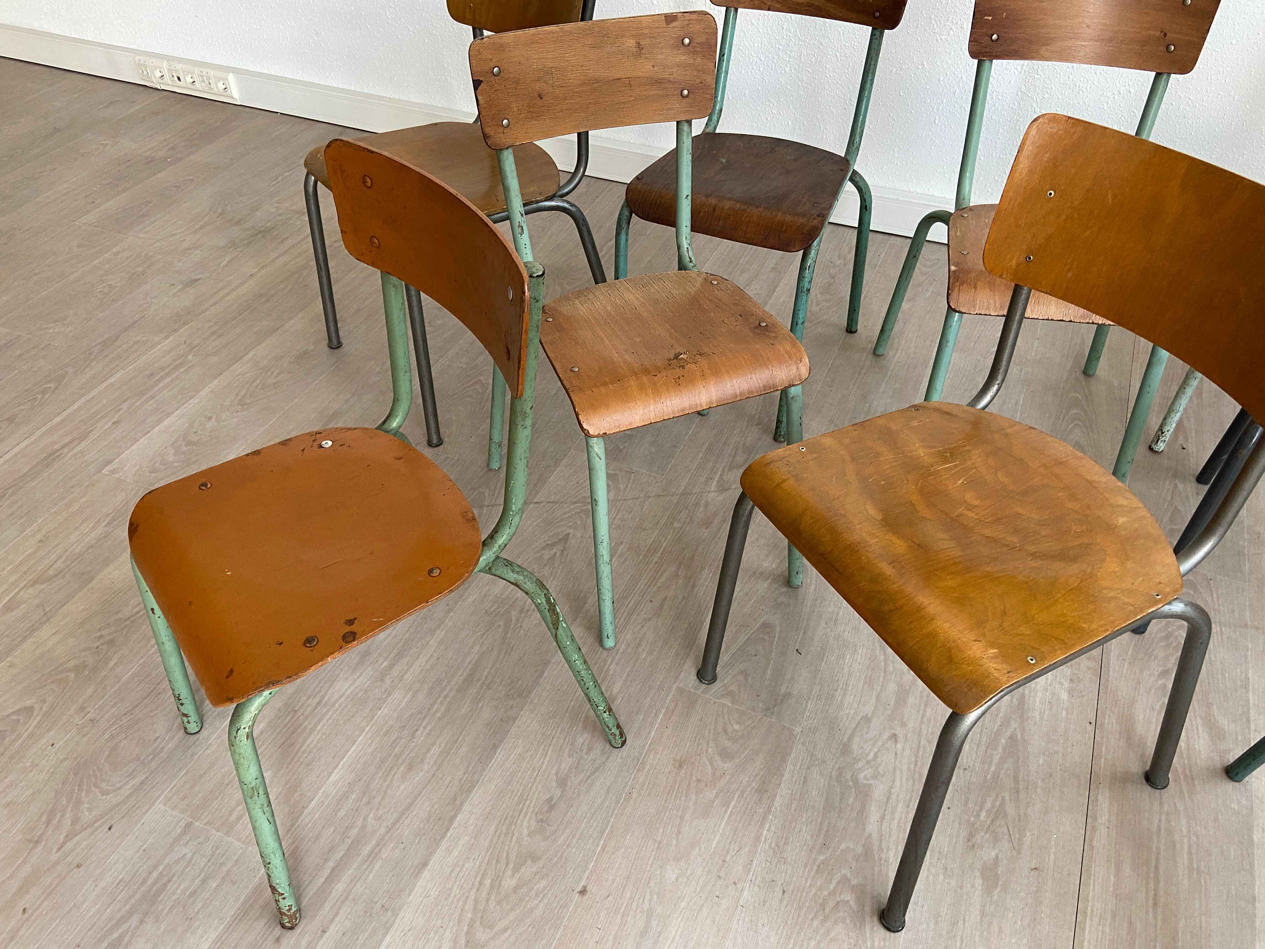 Set of 10 industrial chairs