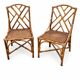 pair of garden chairs in bamboo and woven rattan 1950