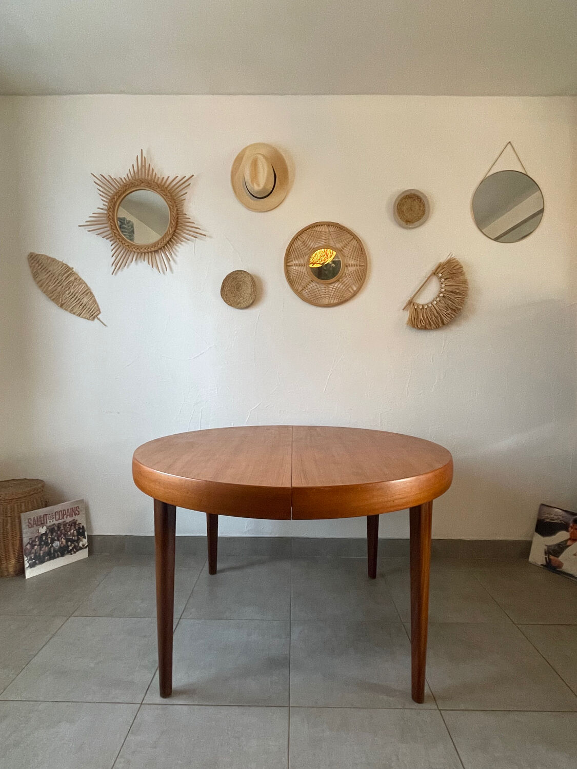 Table en teck vintage NF 2 rallonges