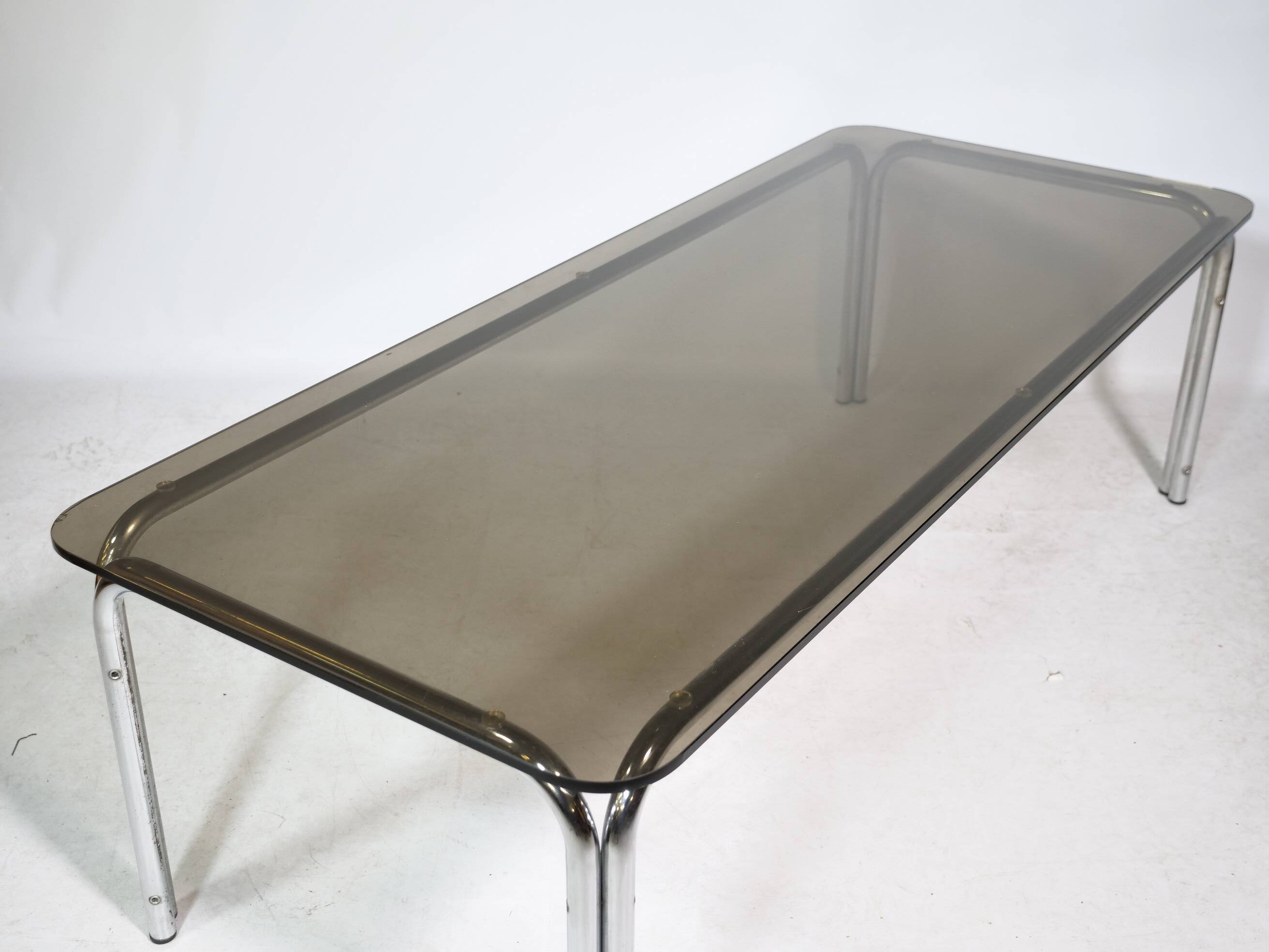 Mid-Century Design Chrome and Smoked Glass Coffee Table, 1970s