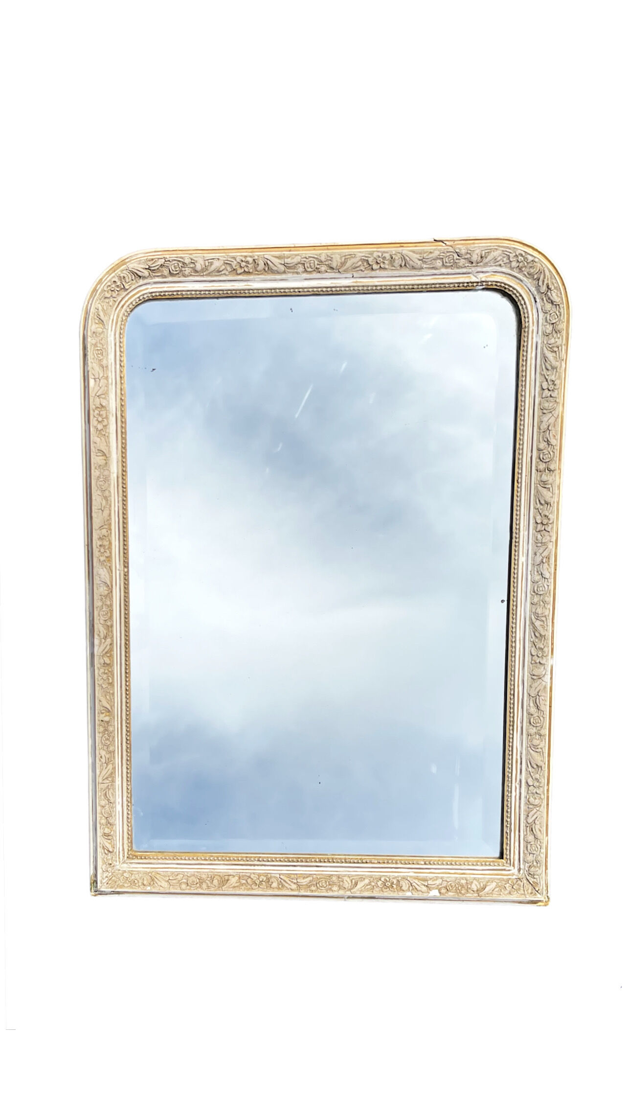 Antique mirror beveled glass Louis Philippe patinated 62x86cm