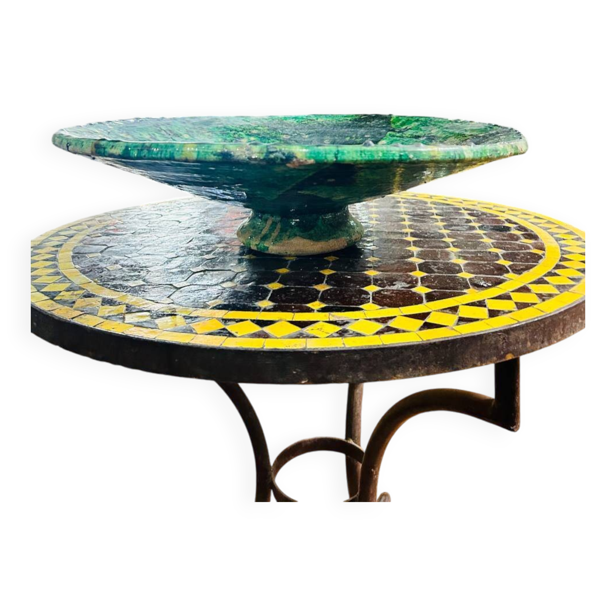 Large green ceramic plate by Tamegroute - 60 cm