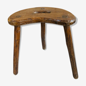 Tabouret de ferme tripode brutaliste