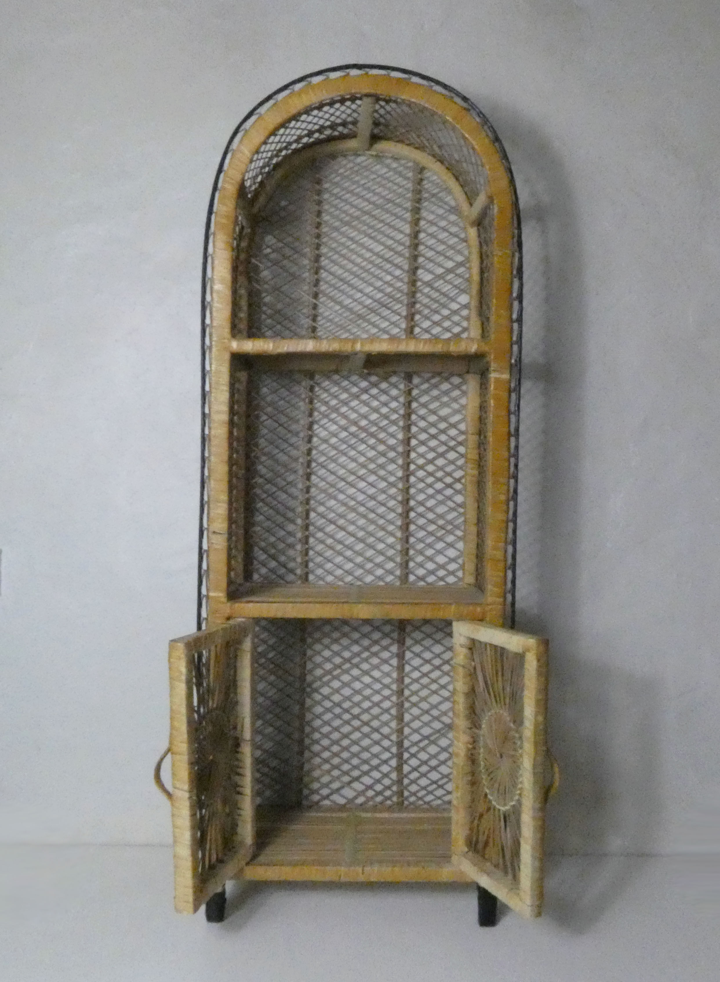 Rattan library shelf
