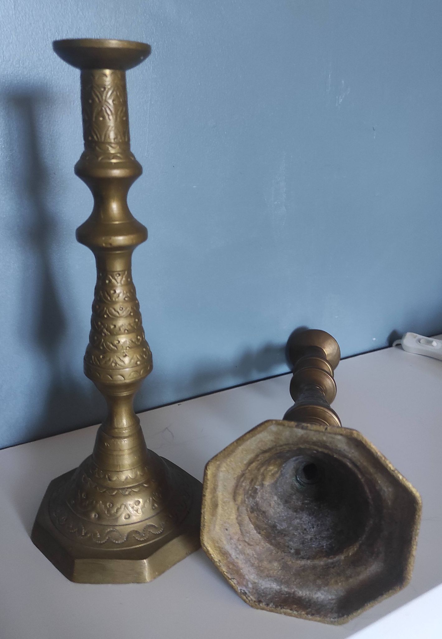 Pairs of Brass Candlesticks, made and cut by hand