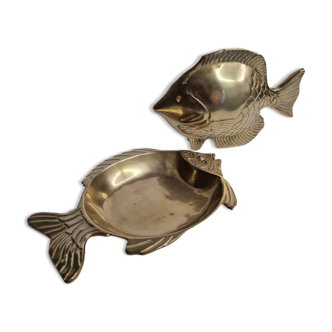 Set of two brass fish, 22 cm