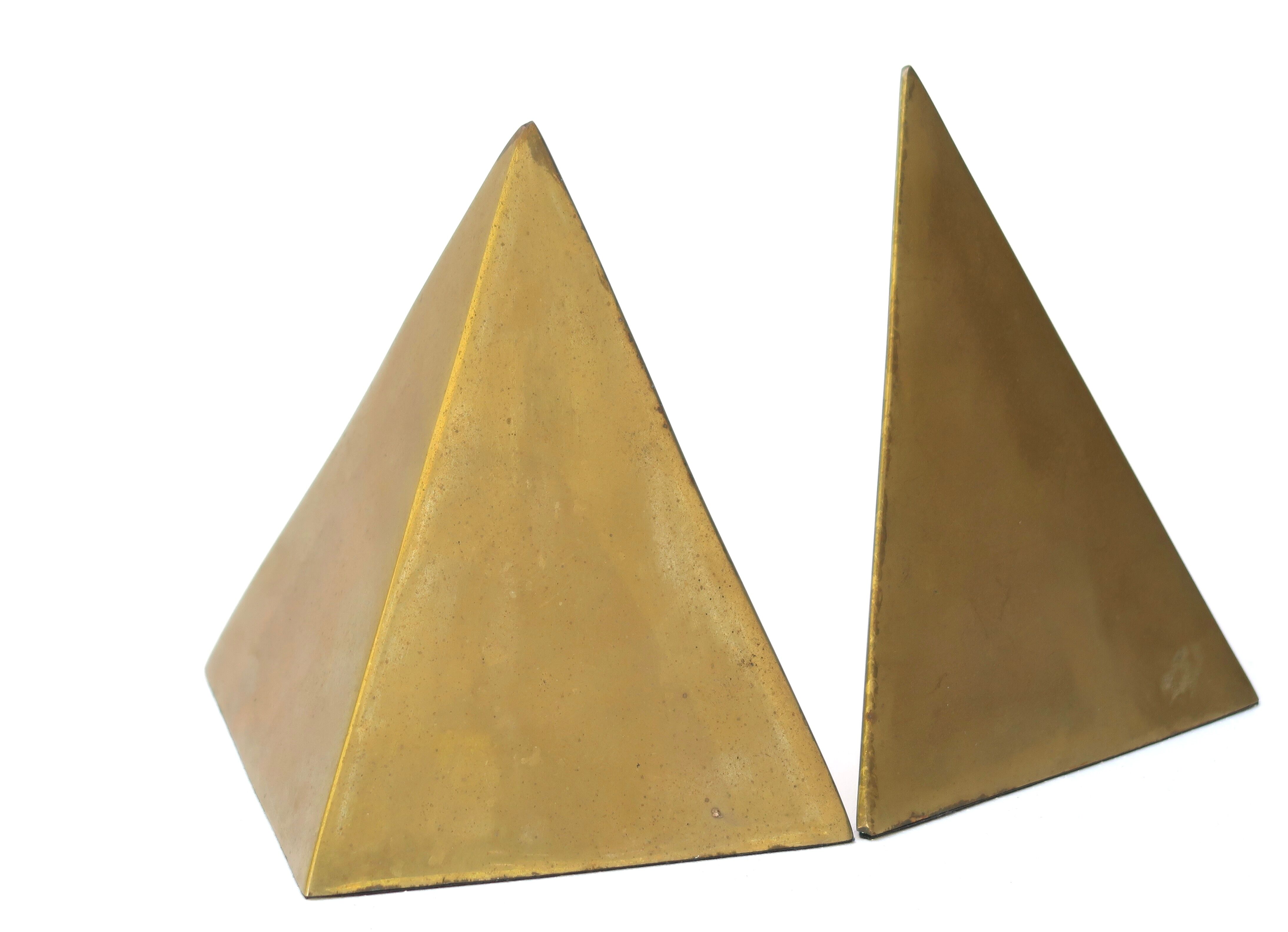 Brass "prism" bookends, 80s