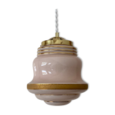 Suspension vintage globe in pink opaline with gold details