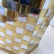 Hexagonal two-tone umbrella stand in the Italian style of Willy Rizzo from the 1970s.