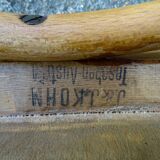 2 bistro chairs from 1905 by KOHN No. 187, wooden seats with 5 fleur-de-lis motifs