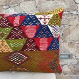 Housse de coussin kilim berbère vintage, coussin en laine marocaine