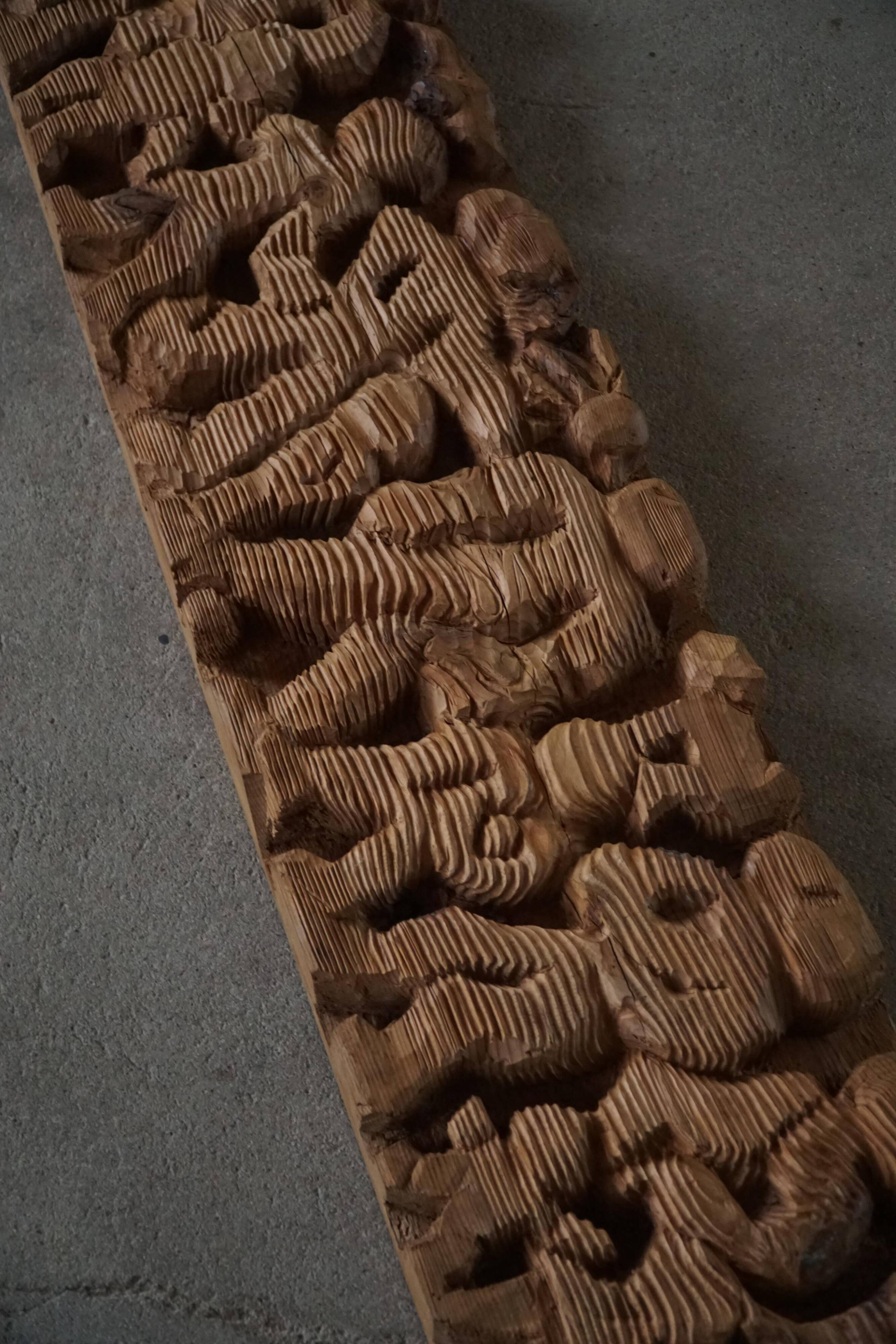 Hand-carved wooden decorative sculpture, mid-century, Danish cabinetmaker, 1970s.