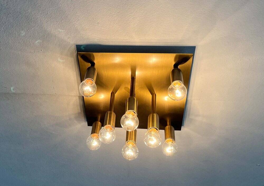 Vintage German Brass Ceiling or Wall Lamp from Sölken, 1970s