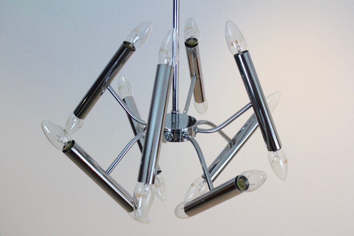 Geometrical chrome chandelier by Boulanger