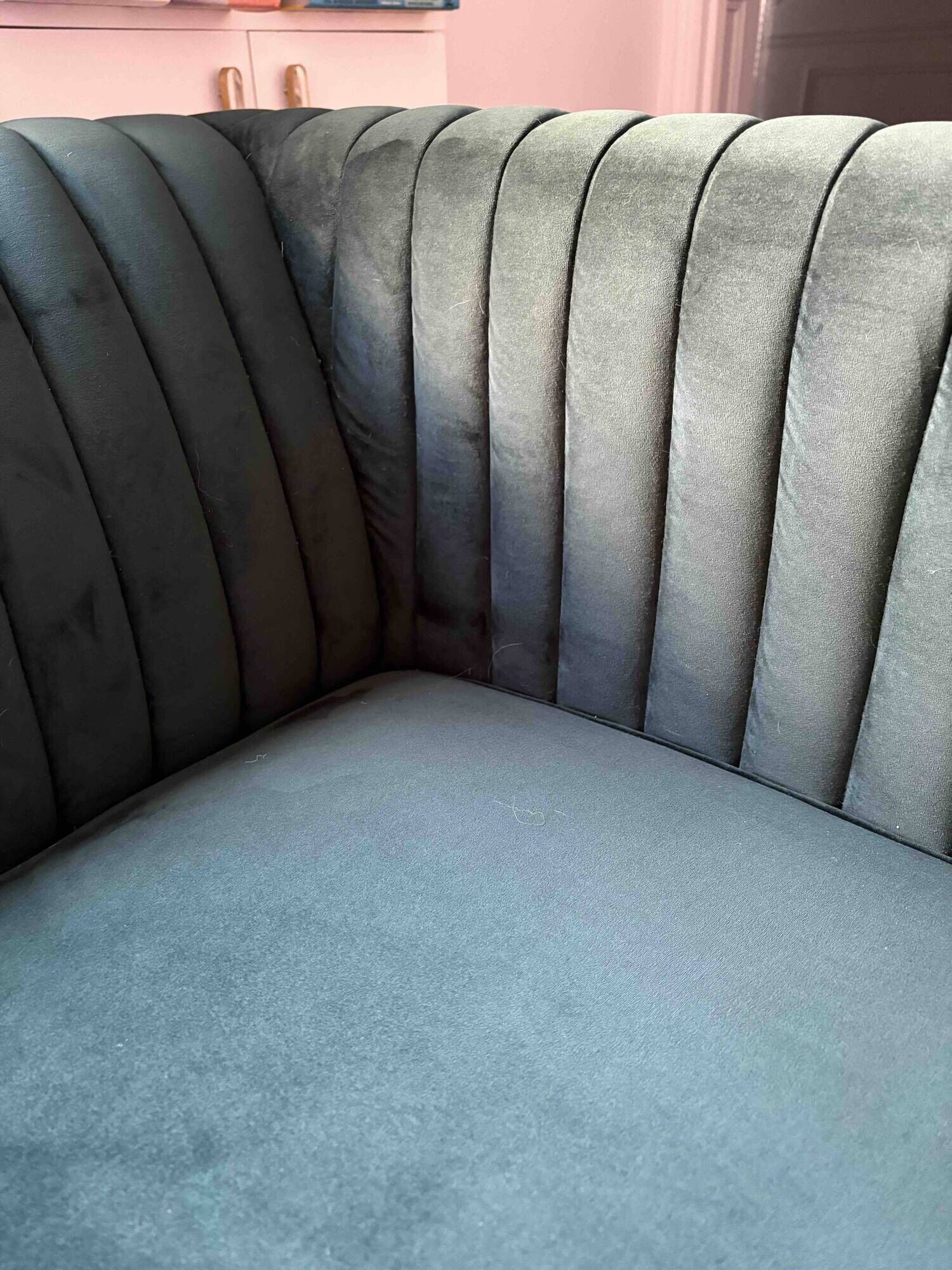 Green velvet sofa – 2/3 seats – Art Deco style