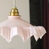 Pink draped glass pendant lamp