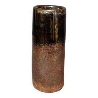 Vintage Signed Brown Terracotta Ceramic Stoneware Flower Vase